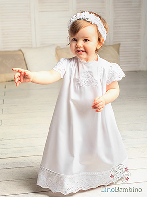 Крестильное платье "Елена" для девочки - миниатюра фотографии товара в каталоге ЛиноБамбино