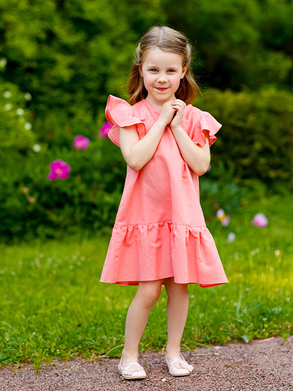 Платье Нимфа лосось лён фото 3