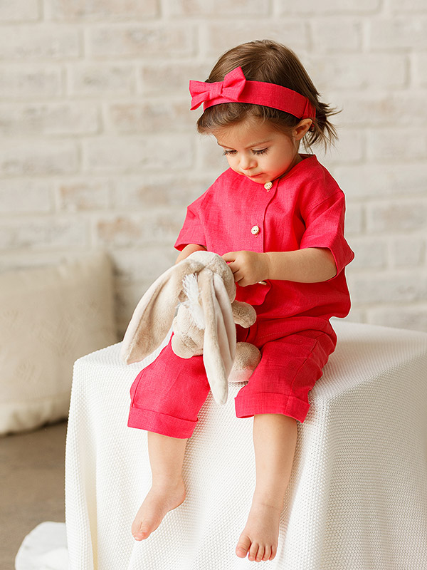 Льняной комбинезон Ветерок азалия фото 1