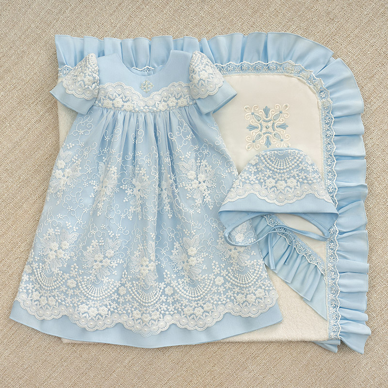 Махровая крестильная крыжма с оборкой "Жемчуг" фото 6