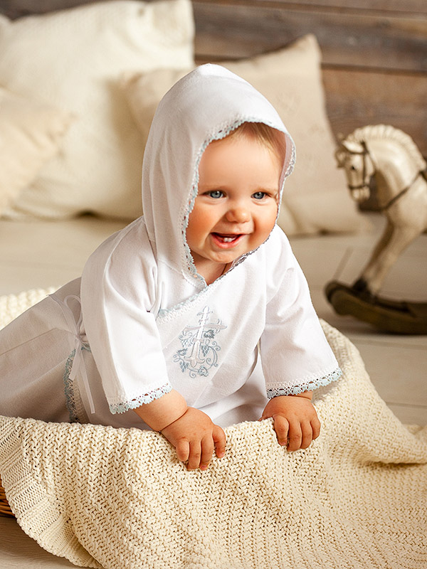 Теплая крестильная рубашка "Голубой Лучик" фото 4