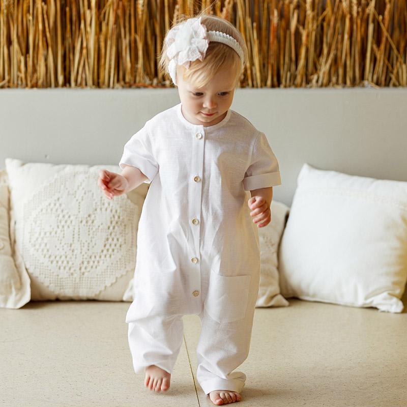 Льняной комбинезон Ветерок белый фото 4