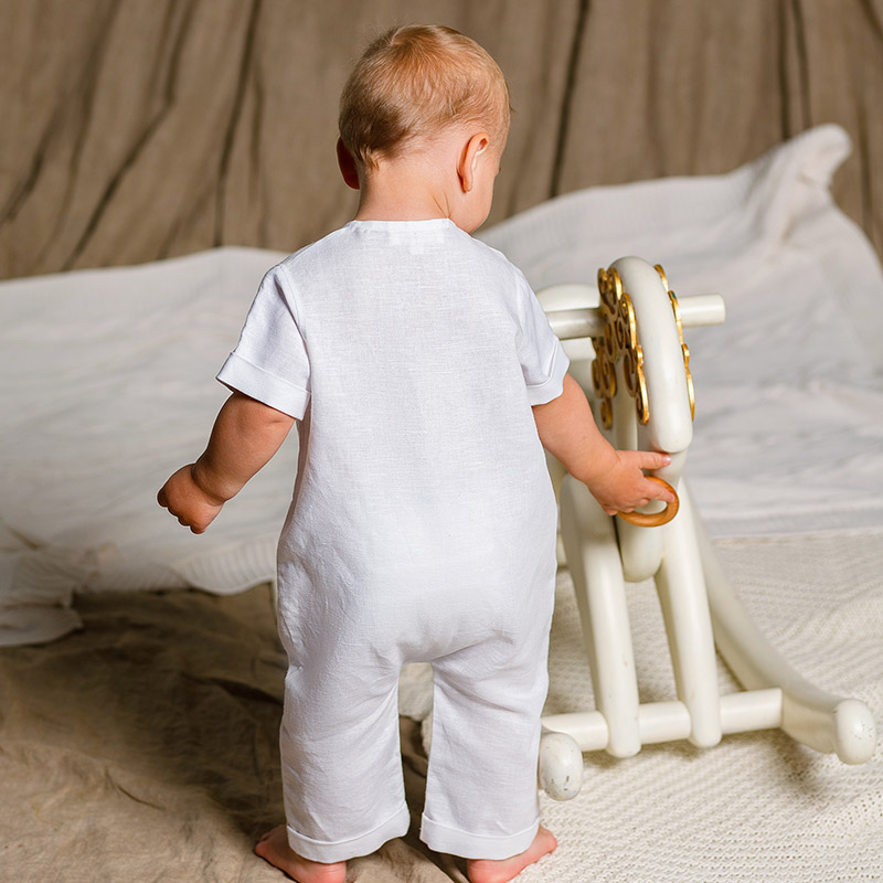 Льняной комбинезон Ветерок белый фото 9