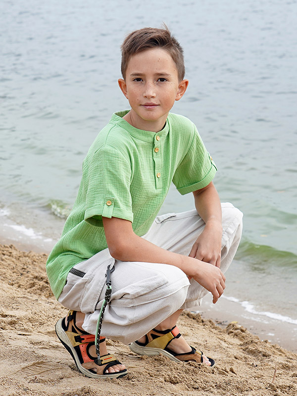 Рубашка для мальчика салатовый муслин фото 7