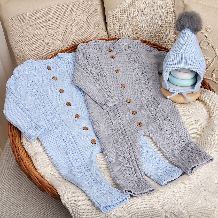 Вязаный комбинезон "Косички" голубой фото 6