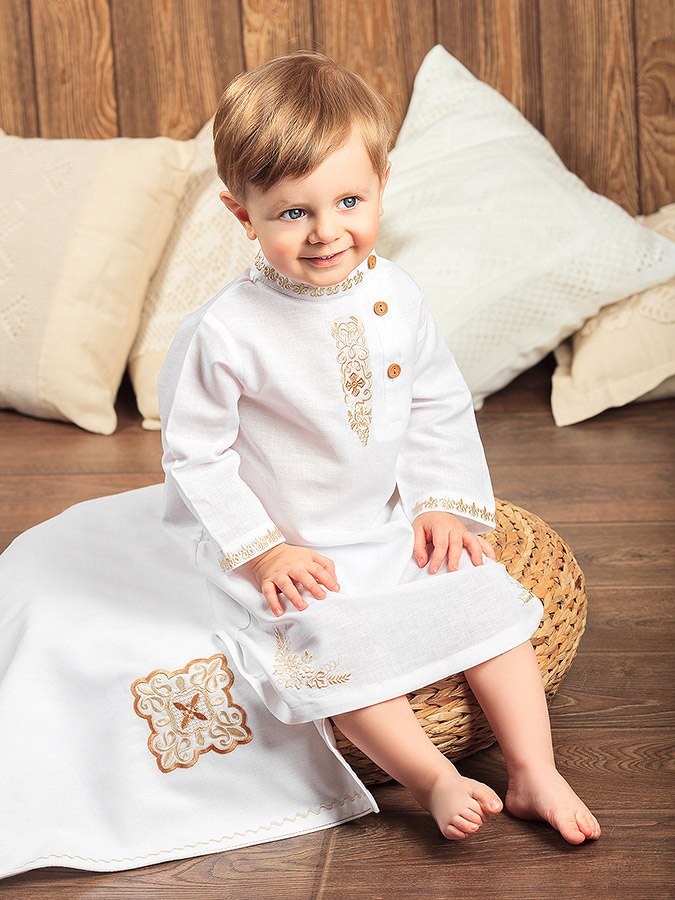 Крестильный комплект "Михаил" для мальчика с пеленкой-крыжмой фото 3