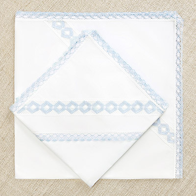 Крестильная пеленка голубые ромбы - миниатюра фотографии товара в каталоге ЛиноБамбино