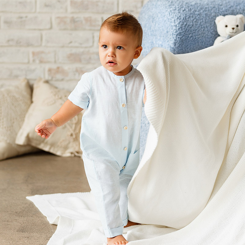 Льняной комбинезон Ветерок голубой фото 1