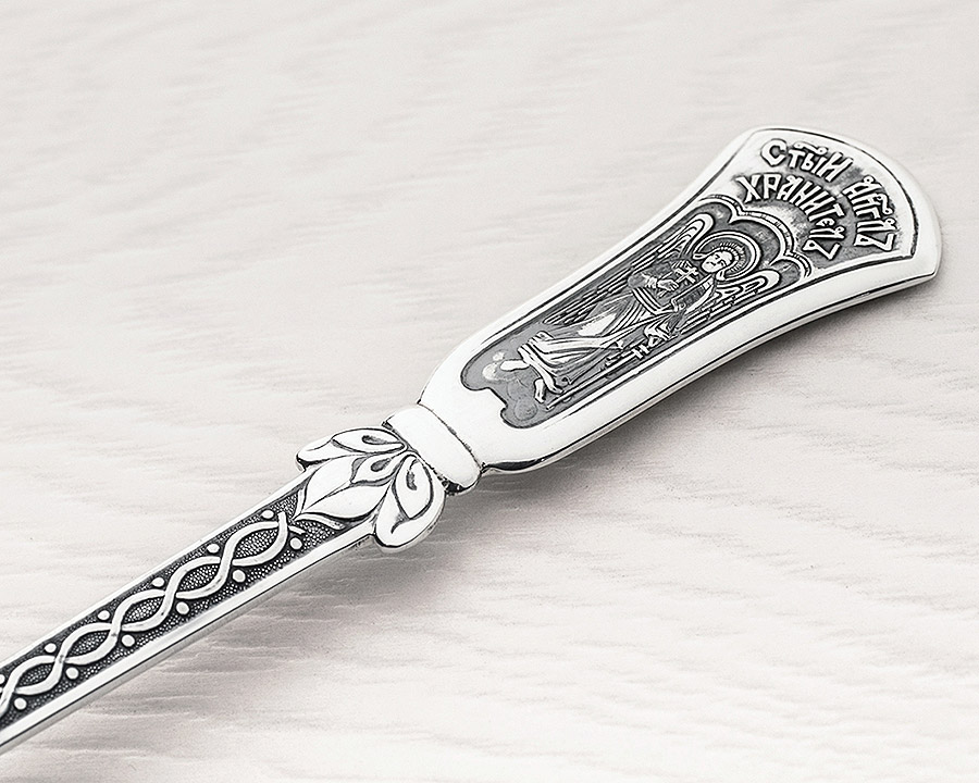 Серебряная ложка "Ангел-хранитель" чайная фото 2