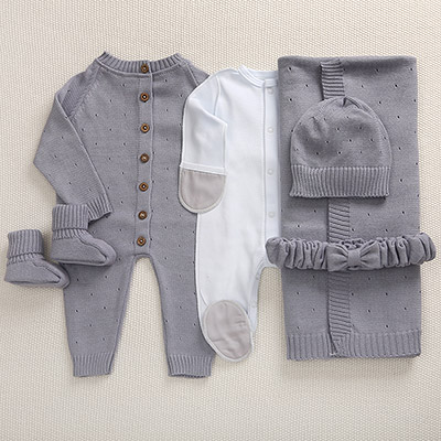 Набор комбинезон с пледом "Капелька" серый - миниатюра фотографии товара в каталоге ЛиноБамбино