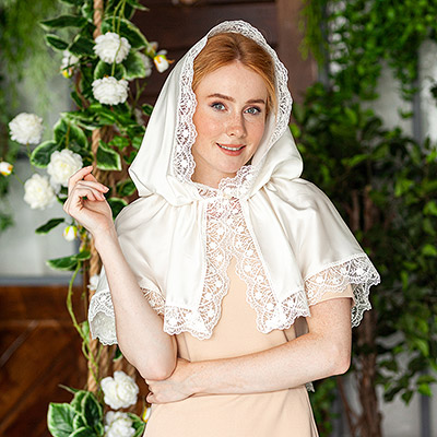 Церковный платок с капюшоном "Селена" - фото из магазина ЛиноБамбино