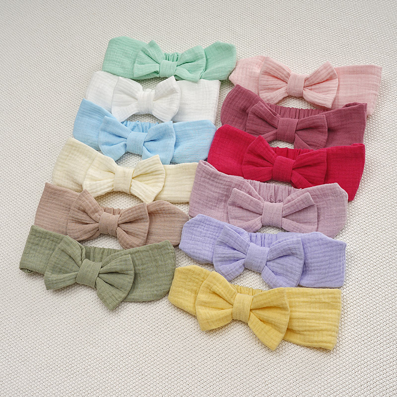 Повязка с бантом муслиновая фото 1