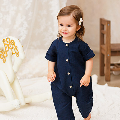 Льняной комбинезон Ветерок темно-синий - миниатюра фотографии товара в каталоге ЛиноБамбино