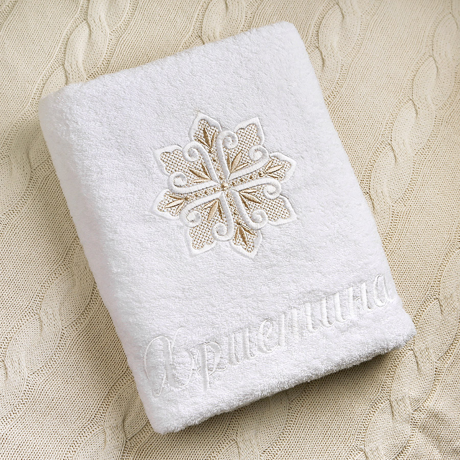 Махровое полотенце с вышитым крестом-звездицей фото 8