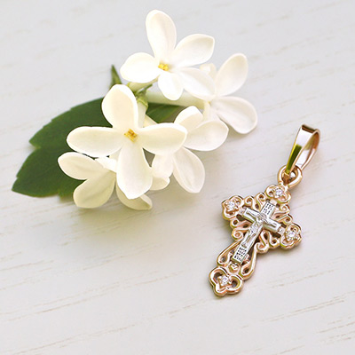 Фото товара "Золотой крестик 20476АКВ" при наведении