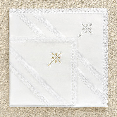 Фото товара "Крестильный набор "Традиция" с кружевной пеленкой" при наведении