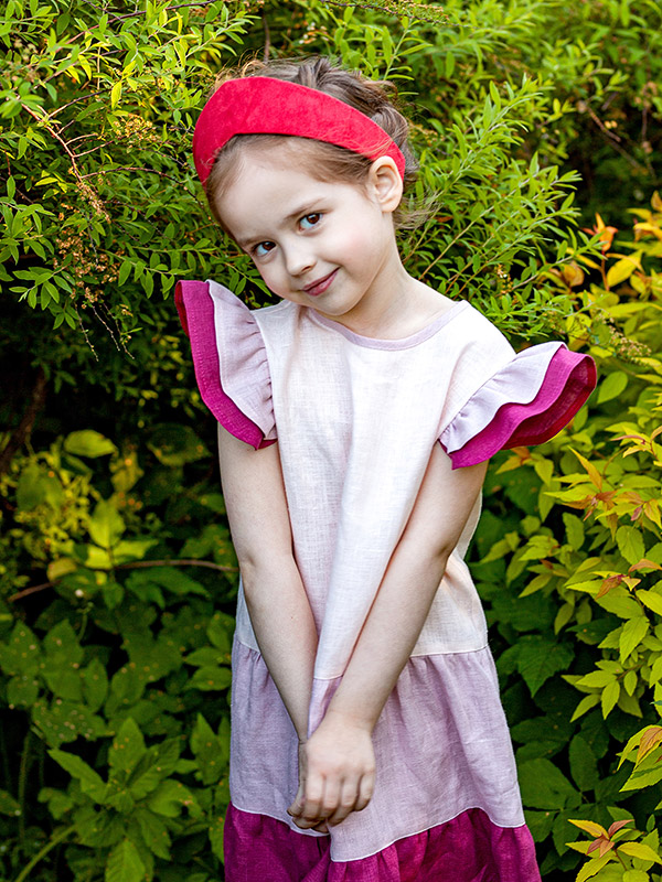 Льняной сарафан Кокетка вишнево-розовый фото 1