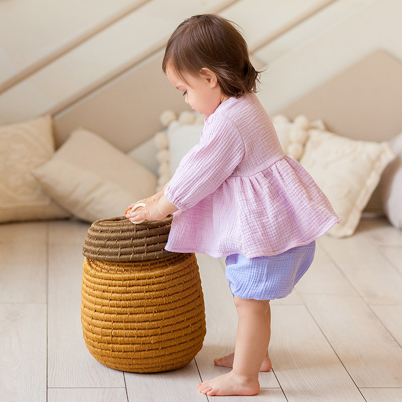 Костюмчик из муслина Дуэт сиренево-пудровый для девочки фото 1