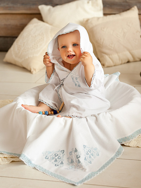 Тёплая крестильная пеленка с вышивкой "Лучик" фото 1