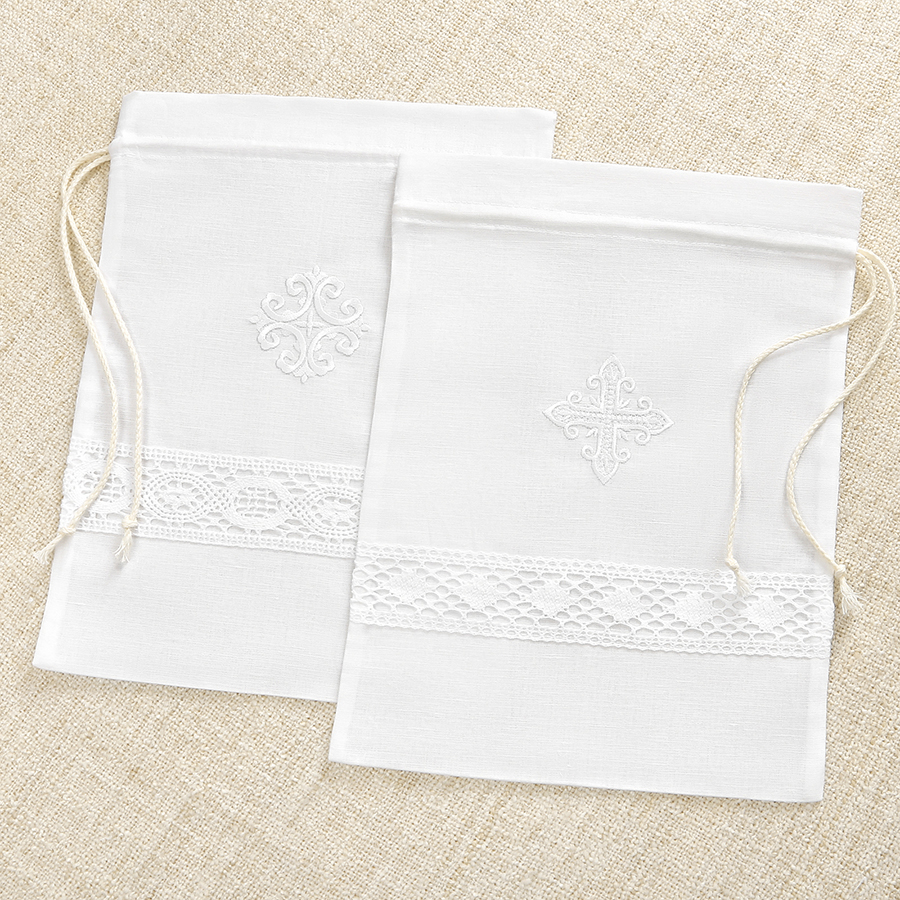 Мешочек для крестильных принадлежностей с кружевной вставкой фото 3