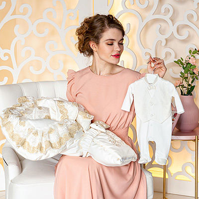 Комплект на выписку "Тезоро" молочный для мальчика - миниатюра фотографии товара в каталоге ЛиноБамбино