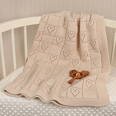 Детский плед "Сердечки" бежевый - миниатюра фотографии товара в каталоге ЛиноБамбино