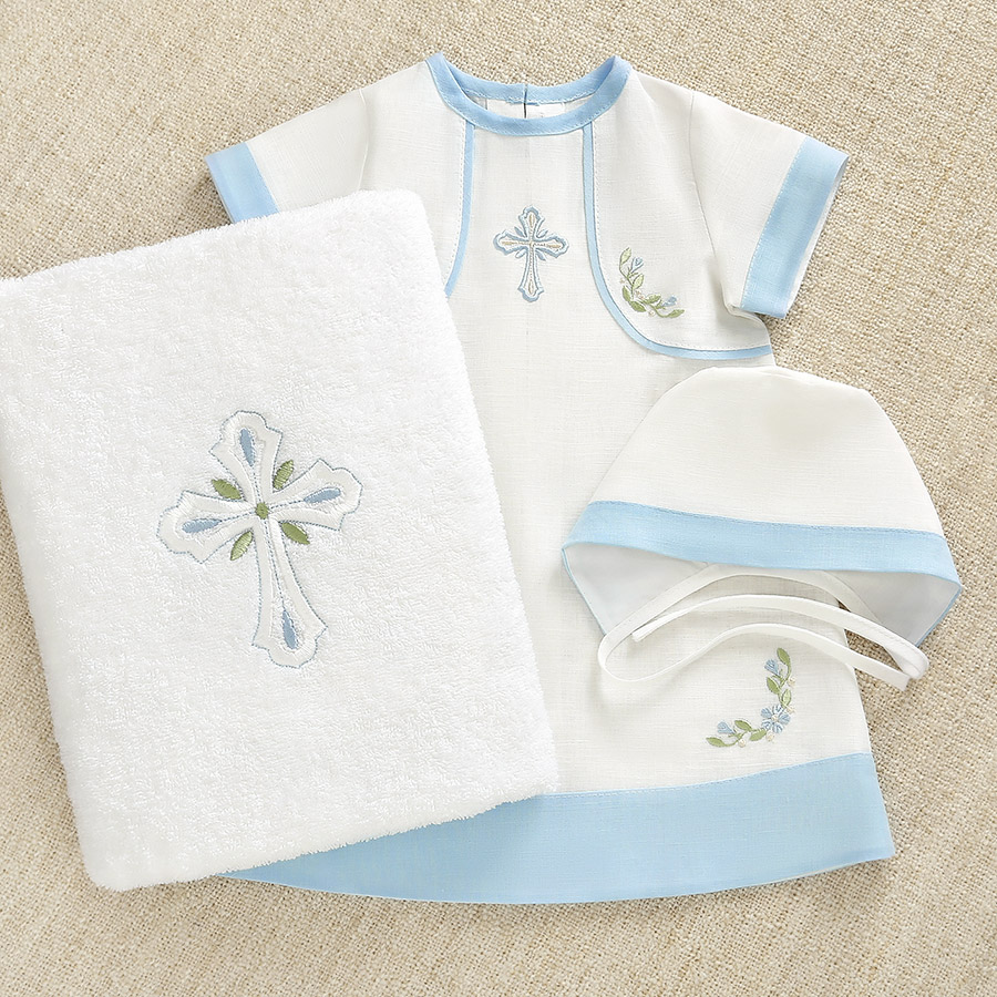 Крестильный набор для мальчика "Василёк" с полотенцем фото 1