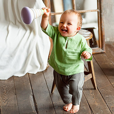 Фото товара "Костюмчик из муслина Дуэт салатово-серый для мальчика" при наведении
