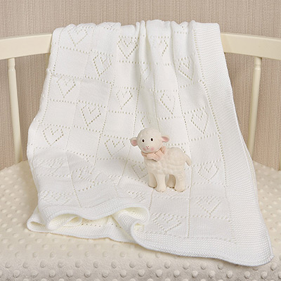 Детский плед "Сердечки" белый - миниатюра фотографии товара в каталоге ЛиноБамбино