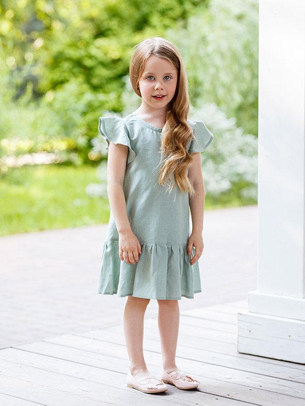 Платье Нимфа полынь лён фото 2