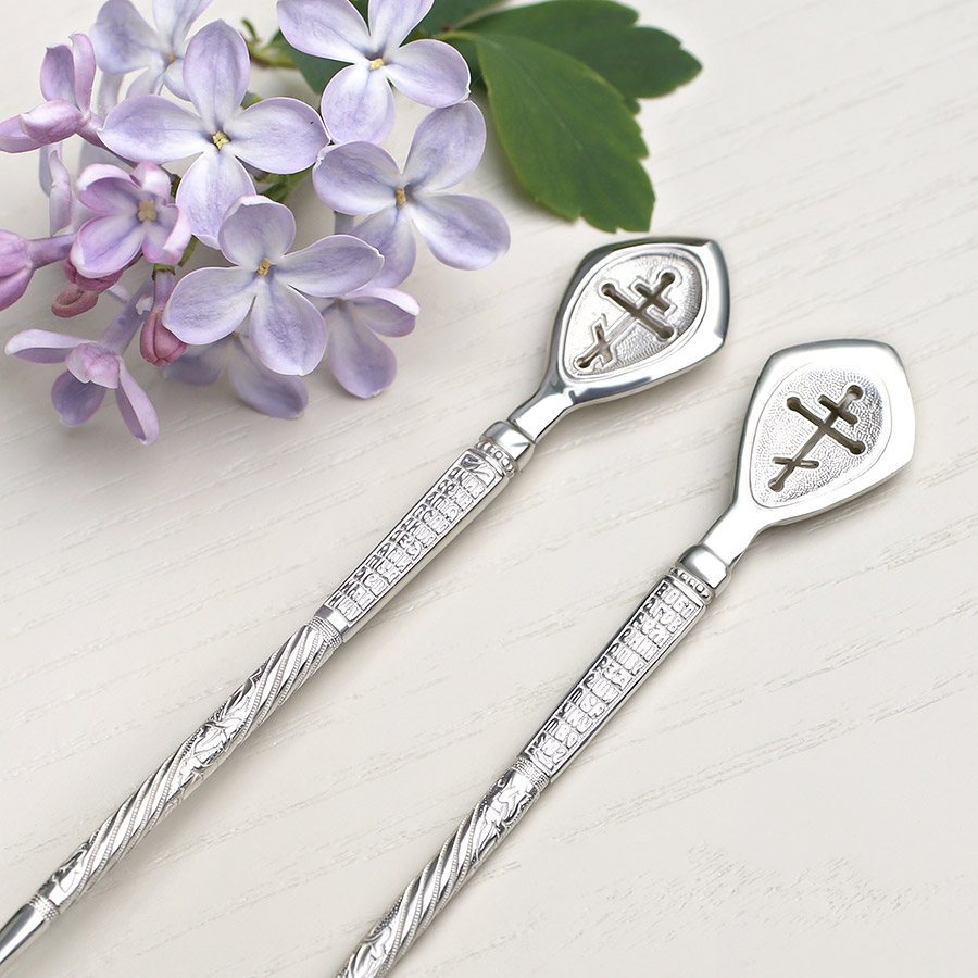 Серебряная ложка "Крест и молитва" фото 4
