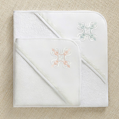 Махровый полотенце с уголком "Крестик с ромбиками" - миниатюра фотографии товара в каталоге ЛиноБамбино