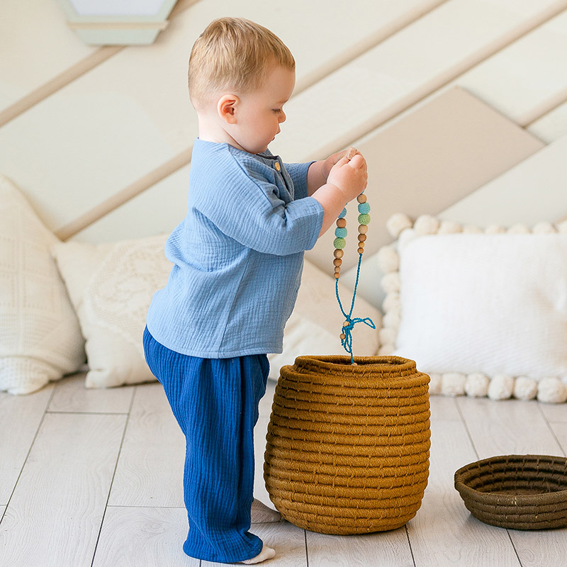 Костюмчик из муслина Дуэт темносиний-джинс для мальчика фото 1