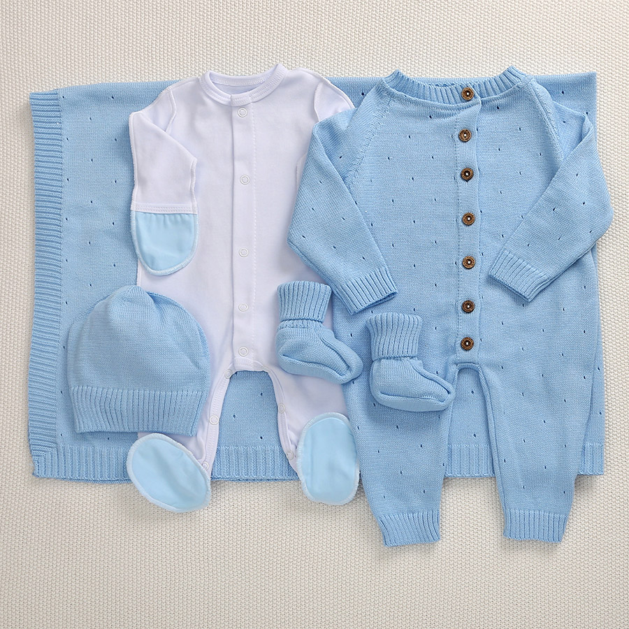 Набор комбинезон с пледом "Капелька" голубой фото 4