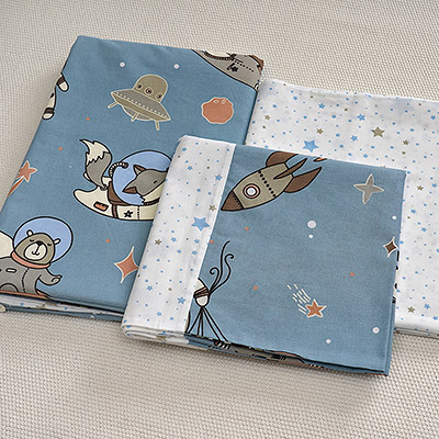 Фото товара ""Космонавты" 1,5 спальный комплект постельного белья" при наведении