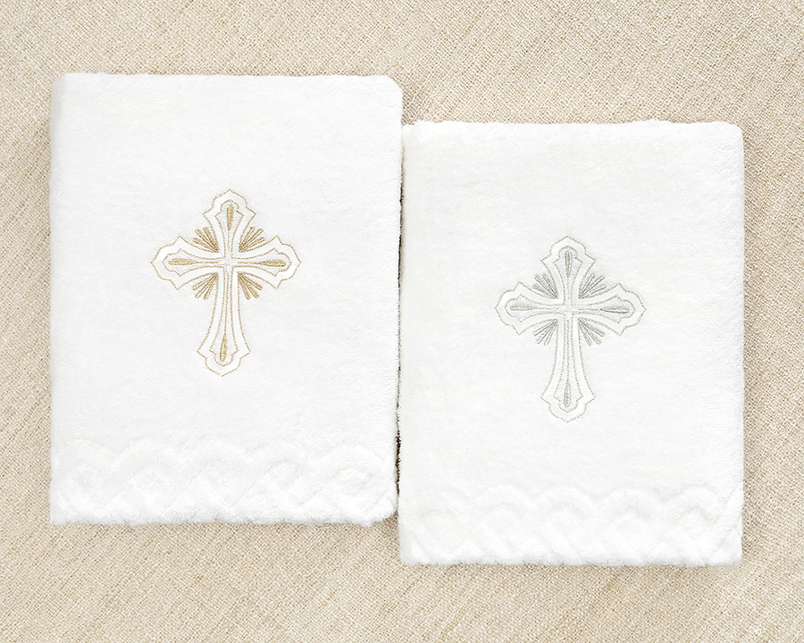 Махровое крестильное полотенце "Лучезарный крестик" фото 1