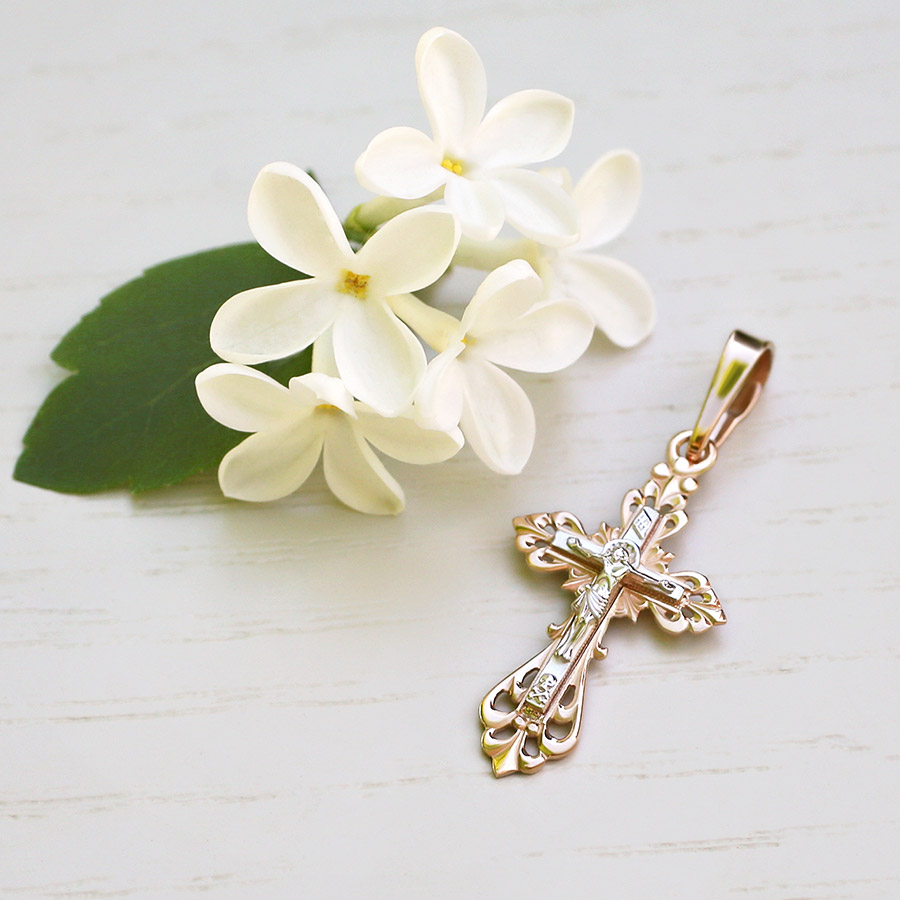 Золотой крестик 10185АКВ фото 2