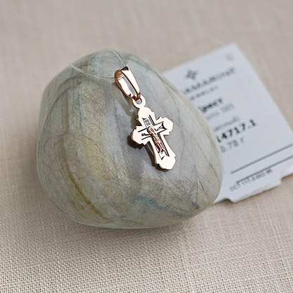 Фото товара "Золотой крестик 14717АКВ" при наведении