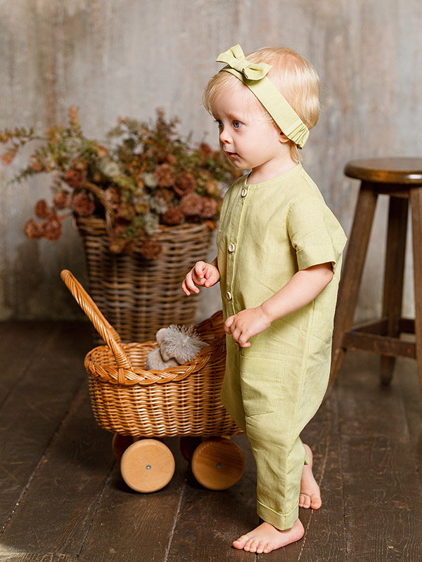 Льняной комбинезон Ветерок оливка фото 2