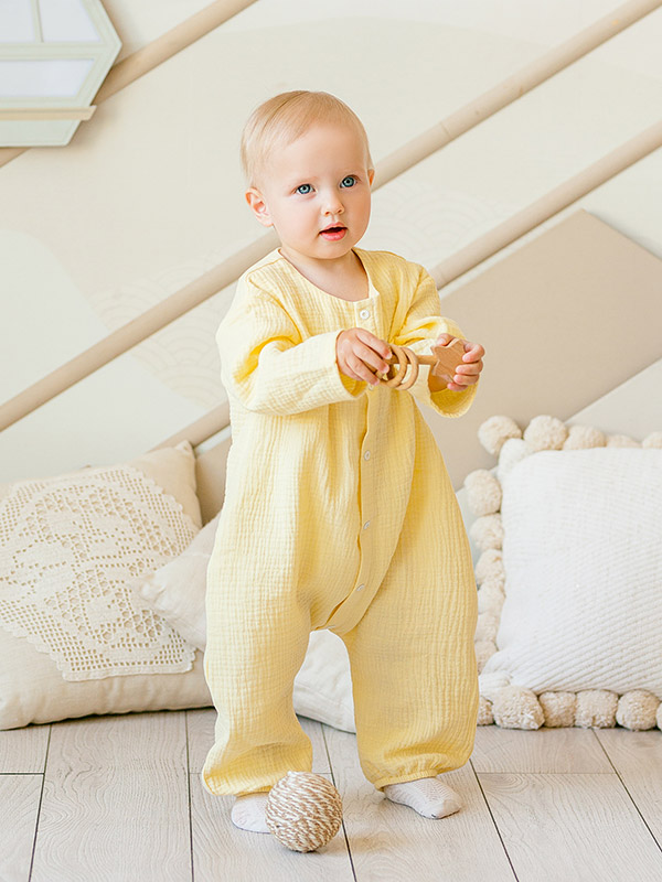 Комбинезон Облачко желтый из муслина фото 9