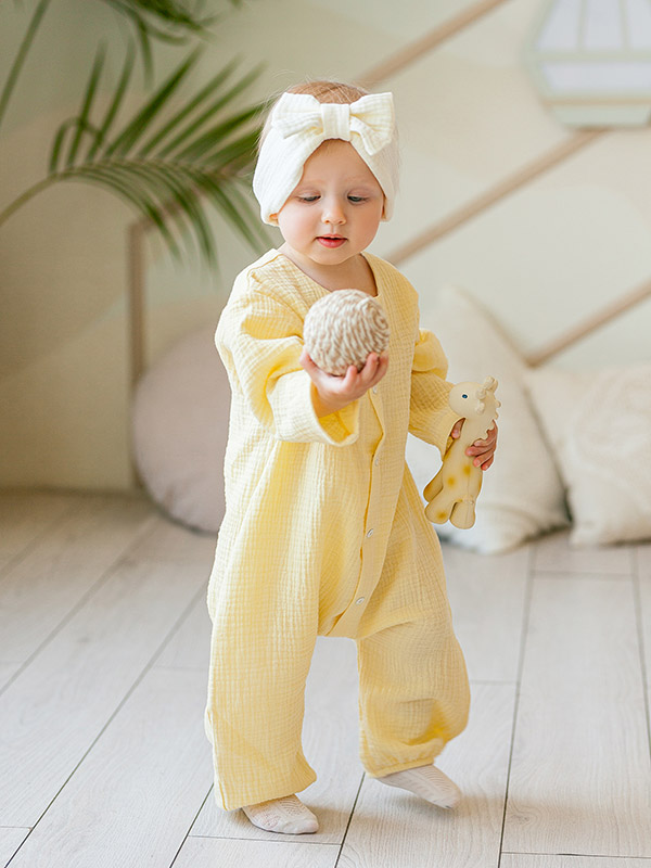 Комбинезон Облачко желтый из муслина фото 6