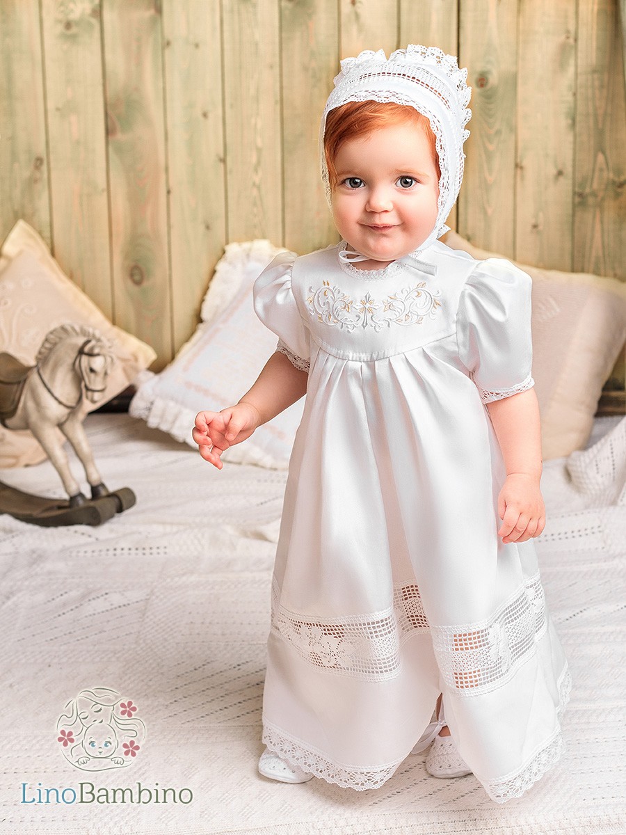 Крестильный комплект "Ксения" для девочки с пеленкой фото 1