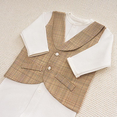 Фото товара "Костюмчик/комплект с уголком Денди карамельная клетка" из магазина ЛиноБамбино