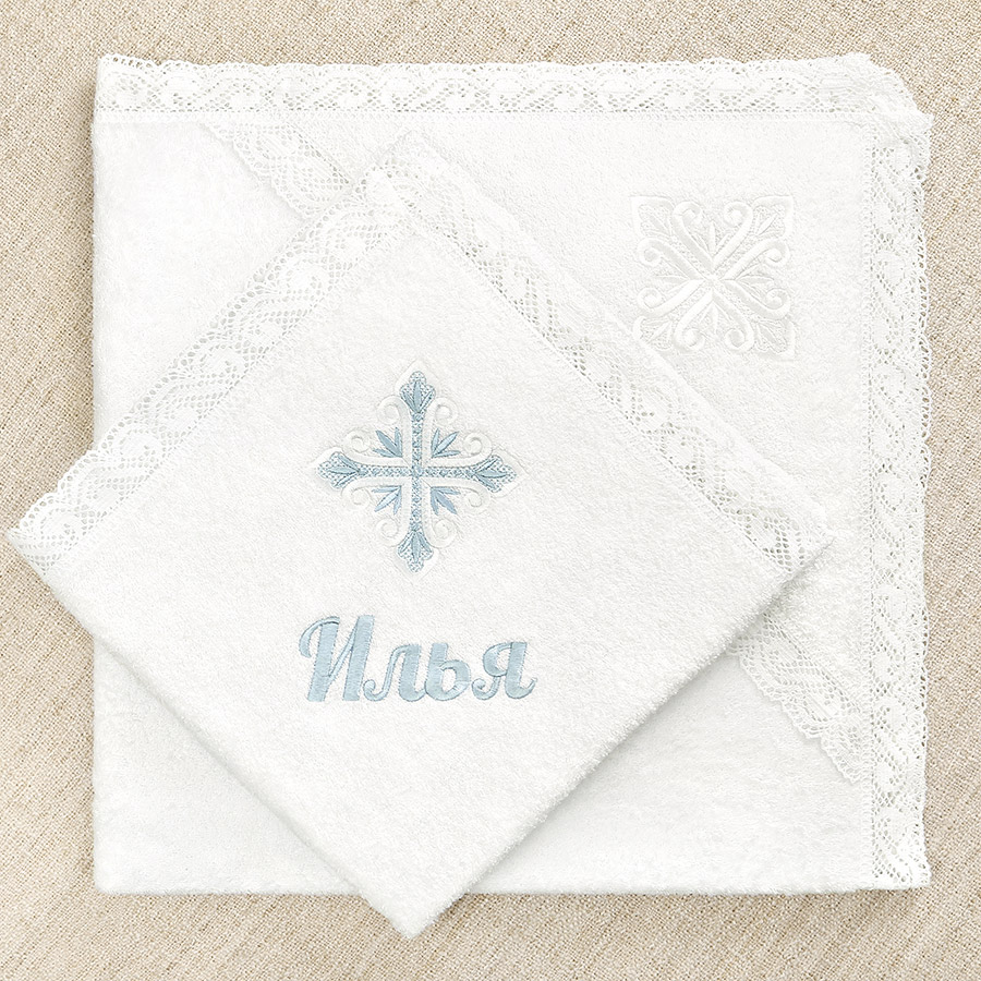 Кружевное полотенце для крещения "Лучистый крест" фото 2