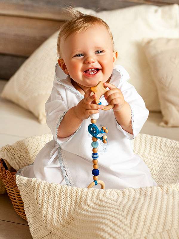 Теплая крестильная рубашка "Голубой Лучик" фото 3