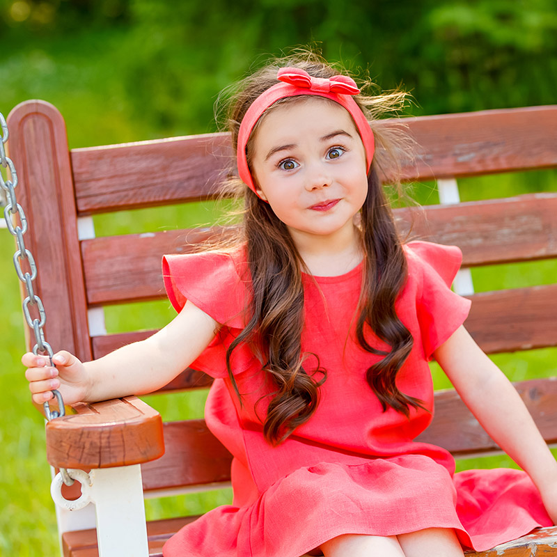 Платье Нимфа коралл лён фото 6