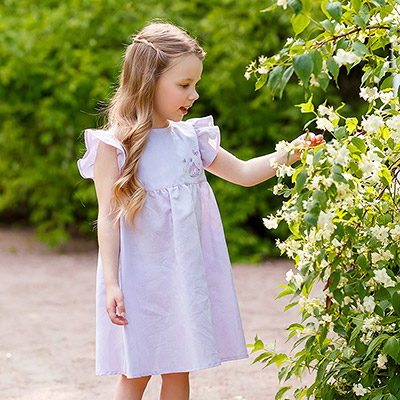 Платье Котенок лавандовое лён - миниатюра фотографии товара в каталоге ЛиноБамбино