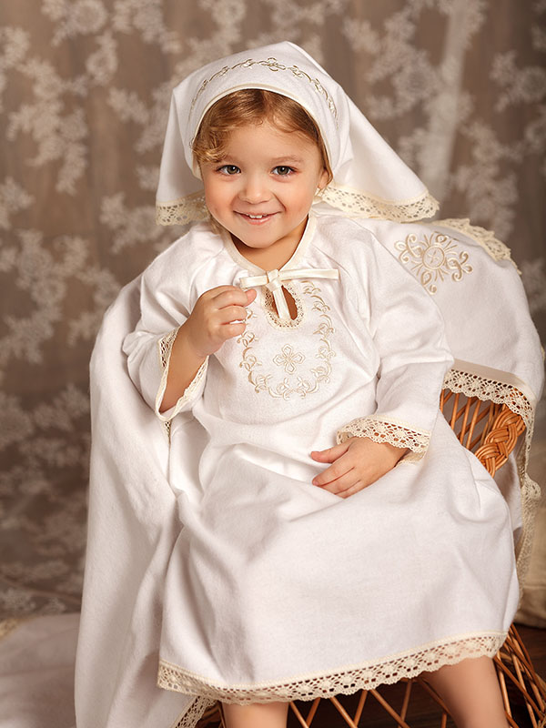 Теплая сорочка "Ульяна" для Крещения девочки фото 1