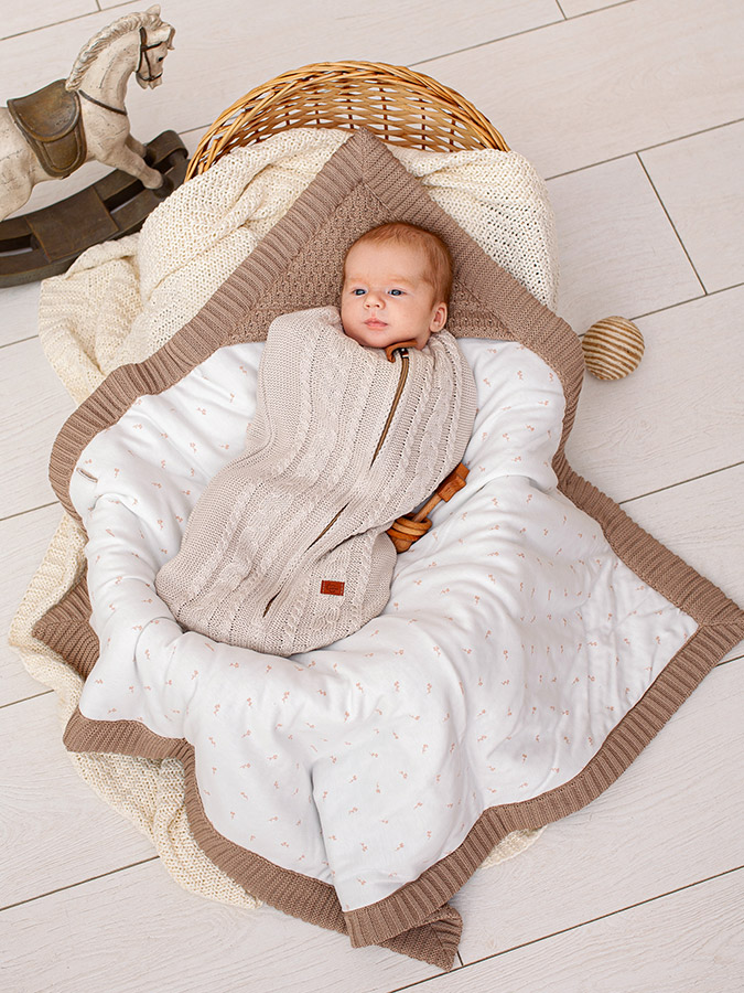 Вязаный кокон для новорожденного Loom топленое молоко фото 1