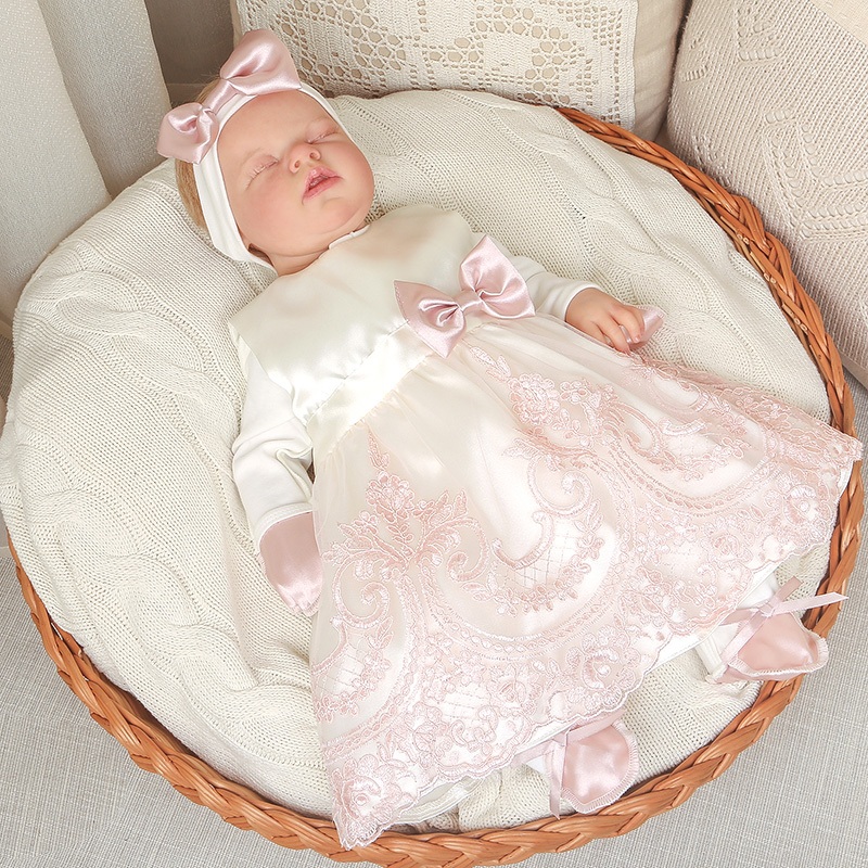 Комплект на выписку девочки "Самия" молочно-пудровый фото 10